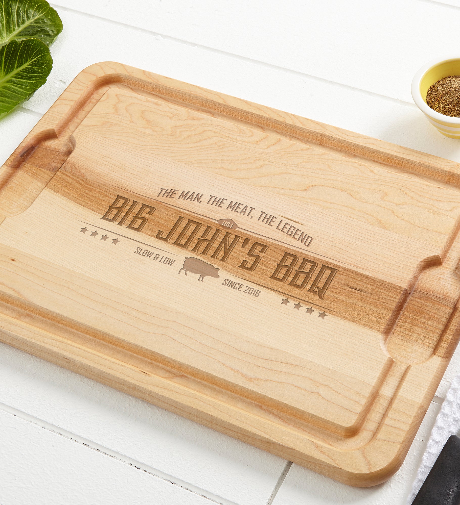 The Man,The Meat,The Legend Personalized Maple Cutting Boards